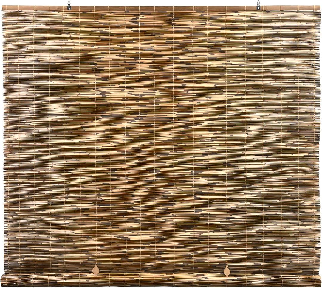 Radiance Cordless Bamboo Blinds - Waterproof Roller Shades for Porch, Patio & Interior Windows - Roll-up Bamboo Shades for Inside Mount - Indoor & Outdoor Privacy Screen - Cocoa, 48"W x 72"L, 3370748E (48"W x 72"H)