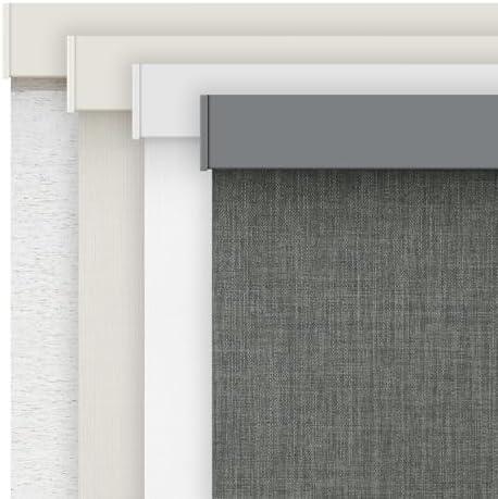 AOSKY Linen Roller Blinds Shades for Indoor Windows Pull Down Cordless Blackout Black Out Window Shade 50 Inch Blinds for Home Dark Grey