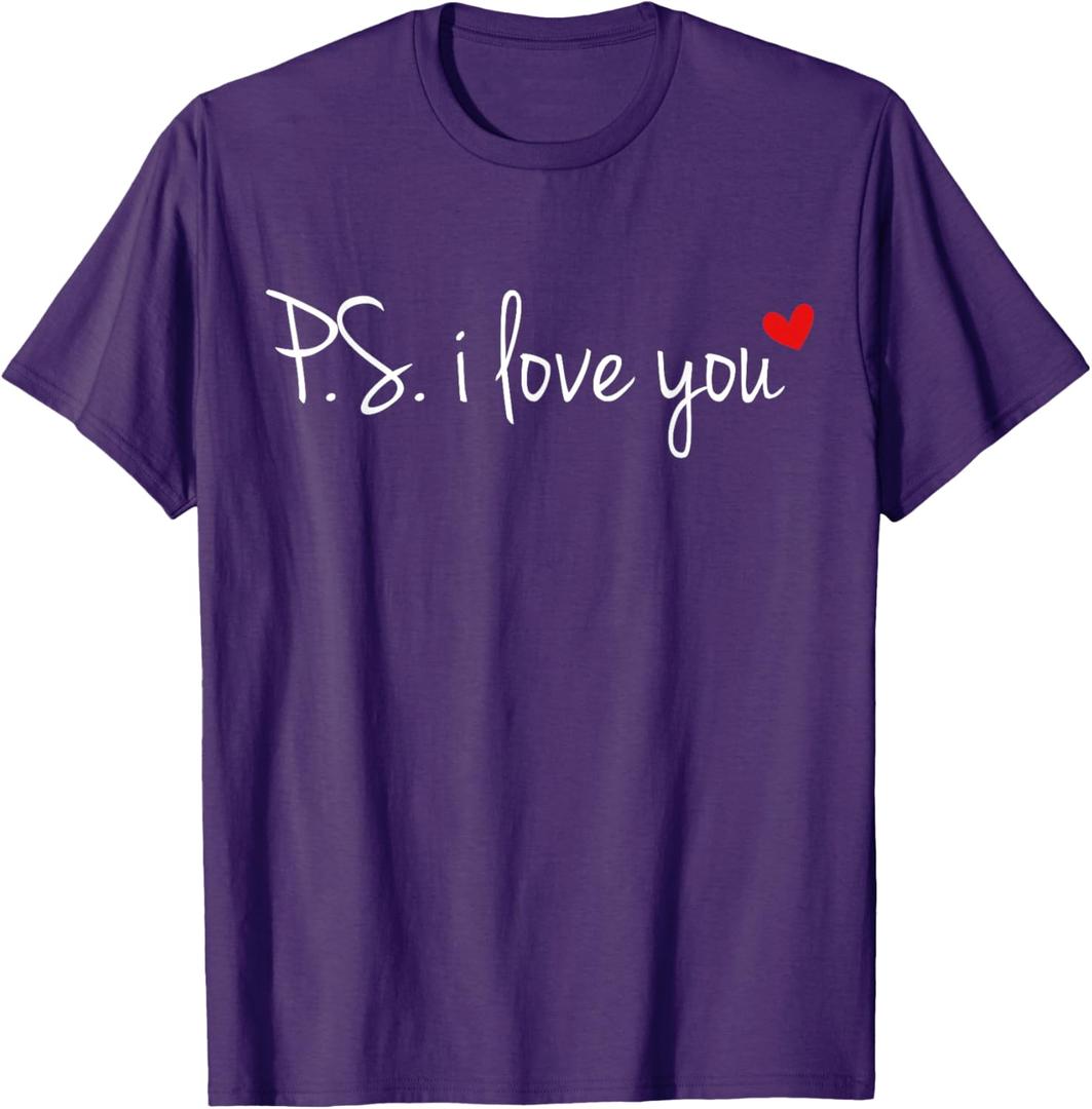 PS I Love You Day Valentine's Day Purple Heart Women Men Kid T-Shirt