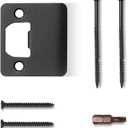 Extended Strike Plate 2" x 2-1/4", Heavy Duty Version with Torx/Star Screws & Bit, Extender Lip Door Latch Striker, Exterior/Interior Door Restorer Kit (Matte Black, 1 Pack)