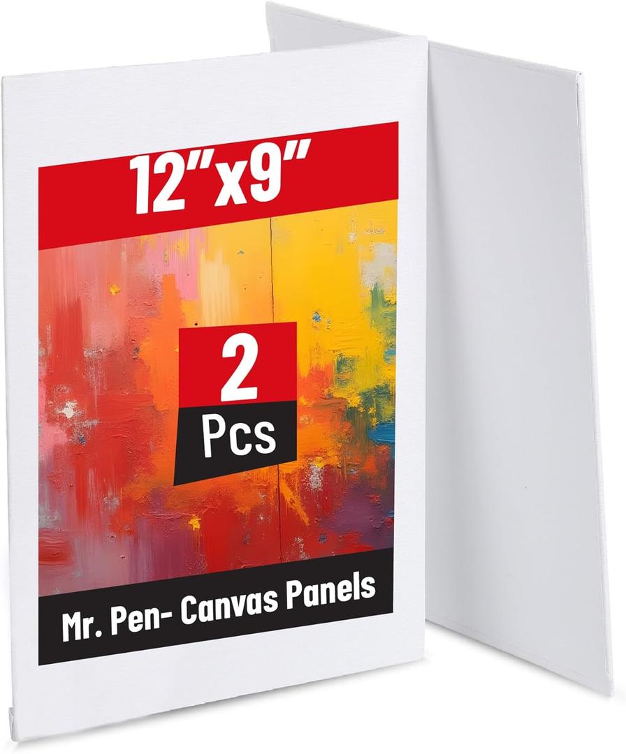 Mr. Pen- Canvas Panels, 2 Pack, 9x12 Inches, Triple Primed for Oil & Acrylic Paints, Canvas Boards for Painting, Painting, Blank Canvas for Painting, 3mm Thickness Mr. Pen- Canvas Panels, 2 Pack, 9x12 Inches, Triple Primed for Oil & Acrylic Paints, Canvas Boards for Painting, Painting, Blank Canvas for Painting, 3mm Thickness
