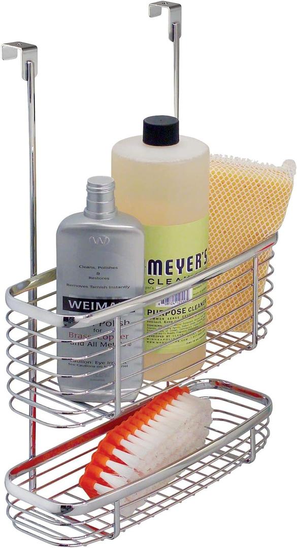 iDesign Axis Over the Cabinet 2-Tier Kitchen Storage Basket Organizer for Aluminum Foil, Sandwich Bags, Cleaning Supplies, Garbage Bags, Bath Supplies, Chrome iDesign Axis Over the Cabinet 2-Tier Kitchen Storage Basket Organizer for Aluminum Foil, Sandwich Bags, Cleaning Supplies, Garbage Bags, Bath Supplies, Chrome