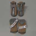 QUMY Dog Shoes for Small Dog, Puppy Dog Boots & Paw Protectors for Winter, Summer Hot Pavement, Waterproof in Rainy Weather, Ourdoor Walking, Indoor Hardfloors Skid-Resistant Soles Khaki Size 4