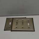 OKAWYC Triple Toggle Light Switch Cover Belaire Beaded Metal Wall Plate, 2-Pack Antique Brass 3 Gang, for Light Switch Cover Decorative Wallplate, Durable,3 Toggle, Antique Brass