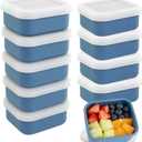 10 Pcs 9oz Silicone Freezer Containers with Lid Reusable Food Preserving Tray Dark Blue Rectangle Ice Trays Soup Freezer Molds Silicone Soup Containers for Stews Soups Sauces