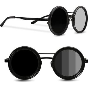 Adjustable Sunglasses Stepless Tint ND Filter Polarized Lens Light Weight Round Glasses for Men Beach Fishing Driving