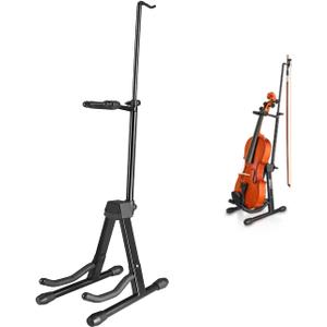 Eastar Violin Stand with Bows, Stand for acoustic Guitar Bass, Mandolin, Banjo,Portable and Adjustable Holder BlackEasy to Install and SturdyBlack