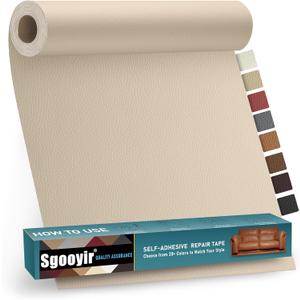 Leather Repair Patch Tape Kit, 16" x 30" Self Adhesive Leather Repair Patch for Furniture, Vinyl Leather Repair Kit for Car Seat, Chairs, Couch, Sofa, Boat, Light Beige