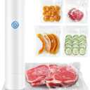 Vacuum Sealer for Food - Rechargeable Handheld Food Vacuum Saver with 10 Pcs Sealer Bags, Vacuum Sealer Machine for Meals Preservation & Fresh - White