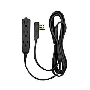 White Extension Cord 10+ Ft 3-Prong 3-Outlet Extension Wire- Space-Saving Flat Angled for Indoor Use by Bindmaster- UL-Listed
