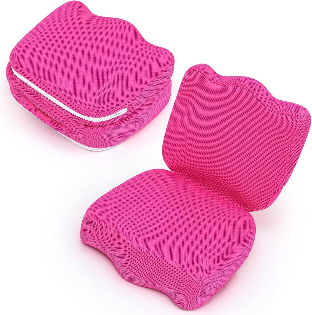 Yerliker 1 Pcs Foldable Hot Tub Booster Seat for Adults Adjustable 2 Heights up to 6.3", Weighted Booster Seat 3D Air Mesh Hot Tub Accessories Quick Dry Micro Dot Non Slip for Spa Bathtub Pool (Pink)