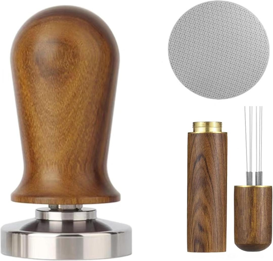 LXVPKH Espresso Tamper, Professional Spring Loaded Espresso Accessories with WDT Tool Espresso & Puck Screen, Compatible with 53mm/54mm Breville Portafilter, Coffee Tamper for Home & Commercial Use