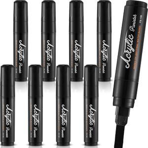 8 Pcs Jumbo Permanent Markers 15mm Wide Tip Thick Markers Acrylic Paint Pen Large Markers for Rock Painting, Poster, Sign, Canvas, Glass, Wood, Ceramic(Black)