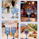 Plastic Wine Glasses Set, 7oz Vintage Goblets Shatterproof Unbreakable Reusable & Disposable, Drinking Glasses with Stem, for Wedding Outdoor Dinner Easter Party (24pcs, Blue)