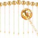 10 Pieces Gold Drink Stirrers Cocktail Disco Balls Cocktail Stirrers Disco Ball Swizzle Sticks Glitter Drink Stirrers for Last Disco Bachelorette Party Wedding Bar 7.4 Inches Long