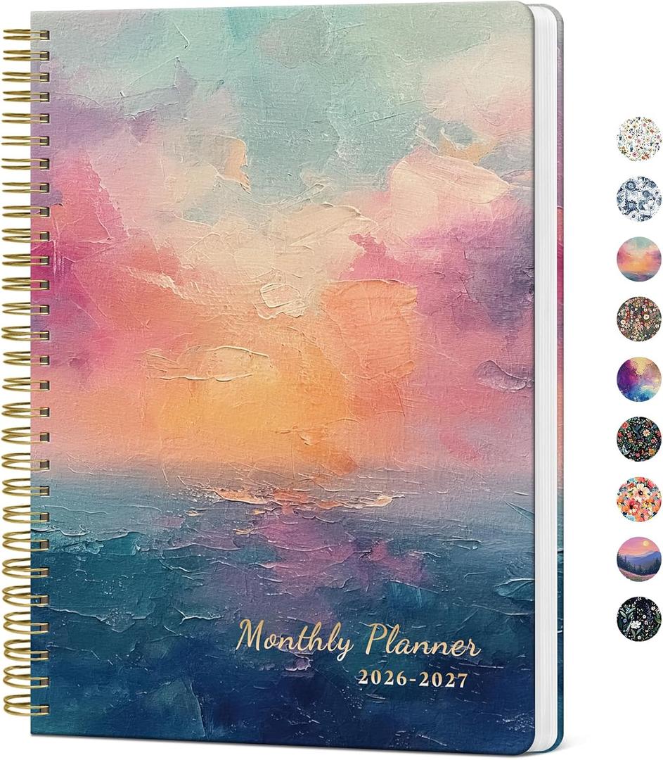 2 x Monthly Planner 2026-2027, Aesthetic 2 Year Months Planner Calendar, 24-Months from January 2026 - December 2027, 26-27 Monthly Calendar Planner, Perfect for School Office Home, 7" x 10" - Sunset