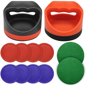 Air Hockey Pushers Air Hockey Pucks &Paddles,Goal Handles Paddles Replacement Accessories for Game Tables Include 2 Pushers, 4 Red &4 Blue Pucks