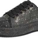 LUCKY STEP Rhinestone Sneakers for Women Platform Sparkly Glitter Bling Tennis Shoes Fashion Bedazzled Wedding Bridal Party Walking Sneakers (9)
