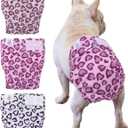 CuteBone Washable Dog Diapers Female No Tail Hole 3 Pack Reusable Doggie Period Training Pants for Docked-Tail Frenchie French Bulldog Boston Terrier Without Tail WWD18S