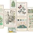 uniro Sage Green Eclectic Wall Art Prints, 9 Pcs Matisse Wall Art Exhibition Posters for Room Aesthetic, Van Gogh William Morris Matisse Picasso Green Eclectic Gallery Wall Decor, Maximalist Canvas (Multi Size 05)