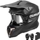 Adult ATV Dirt Bike Helmet with Goggles Gloves & Mask Adjustable Sun Visor Motorcycle Adult Helmet Off-Road Motocross Downhill Moped MX for Unisex-Adult (Large, Matte Black)