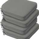 BPS 20 x 19 Inch Outdoor Chair Cushion Set of 4, Fade-Resistant and Water-Resistant Solution-Dyed Polyester Fabric Patio Chair Cushions with Straps for Outdoor/Indoor Dining Chairs