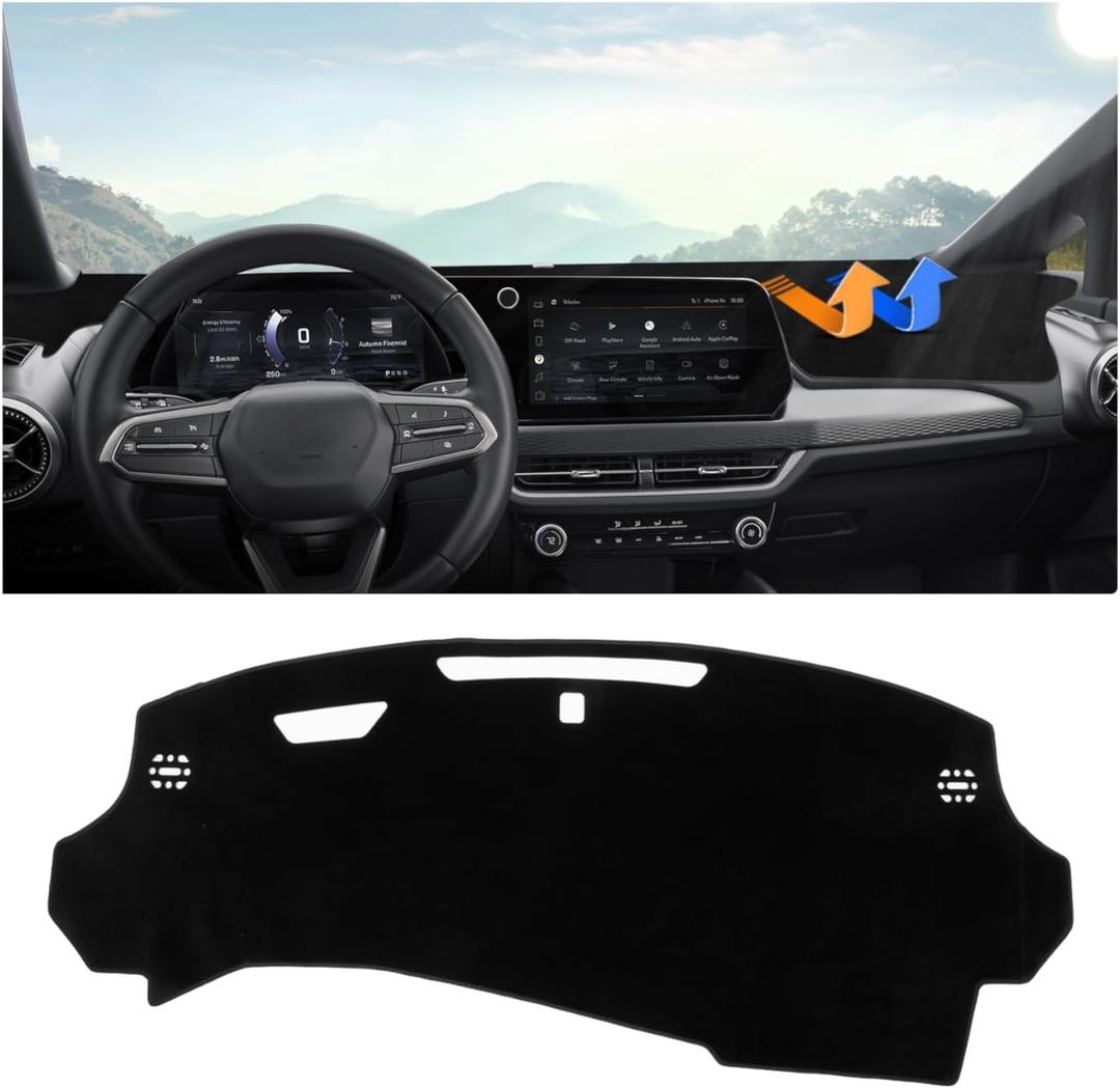 Autorder Dashboard Cover Mat for Chevy Chevrolet Equinox EV 2024 2025 2026 Accessories Dash Cover Upgrade Velvet Dash Mat Sunshade Glare UV Rays Protector