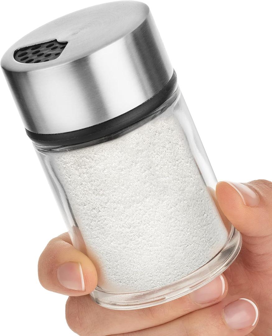 Salt Shaker or Pepper Shaker with Adjustable Pour Holes - Stainless Steel Spice Dispenser - Perfect for Pink Himalayan, Table Salt, Black and White Pepper. (2.4 oz)