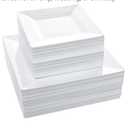 Disposable Square Plastic Plates - 100 Pack - 50 x 9.5 Dinner and 50 x 6.5 Salad Combo Plate - Premium Heavy Duty - Fancy and perfect for a Party, Wedding, or Birthday