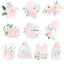 Baby in Bloom Cupcake Toppers (30 Pack) Floral Baby Shower Decorations, Garden Theme Cupcake Picks, Pink Blush Wildflower Dessert Toppers for Girl Baby Shower Party decor