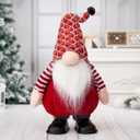 GMOEGEFT Christmas Gnome Singing and Dancing Santa, Xmas Nordic Holiday Home Decorations, Red and White