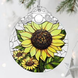 Stained Glass Ornament, Christmas Ornaments, Christmas Decorations for Tree, Holiday Ornament, Gifts for Flower Lovers, Holiday Party Gifts, Gift Ideas & Xmas Gift - Sunflower
