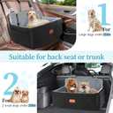 HEGGCOOE Dog Car Seat for Medium/Large Dogs, Pet Booster Seat for Up to 55 lbs or 2 Small Dogs, Detachable & Washable Dog Car Bed for Backseat with 2 Safety Leashes (Black/Grey)