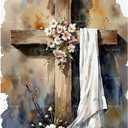 Religious Paint by Numbers Kit for Adults - DIY Cross with Flowers and Cloth Painting on Canvas, Acrylic Paint Set, Suitable for Beginners, Religious Art for Home Decoration or Gifts(16X20IN Framed)