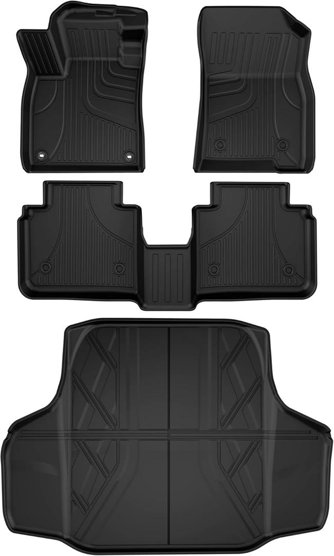 AOMSAZTO All Weather Floor Mats for Honda Accord 2026 2025 2024 2023 (Include Hybrid), TPE Floor Liner & Cargo Mat for Honda Accord Accessories 1st 2nd Row and Cargo Liner Trunk Mat Full Set, Black
