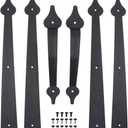 WINSOON Decorative Metal Garage Door Hardware Screw in Carriage House Accents Dummy Hinges Handles Black Steel Barn Gate Garage Decor