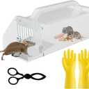 12-inch Humane Mouse Trap Cage Indoor and Outdoor for Home, Mice Traps Live Rat Trap, Extended Chipmunk Squirrel Rodent Animal Rat Traps for Outside Motel, Sensitive Pedal Trigger(Transparent)