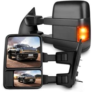 Towing Mirror for Ford for F250 for F350 for F450 for F550 Super Duty Power Heated Driver and Passenger Side Smoke Turn Signal Lights 2008 2009 2010 2011 2012 2013 2014 2015 2016
