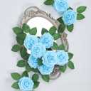 DuHouse 25Pcs Artificial Roses Flowers Fake Rose with Stems Real Touch Foam Flowers for DIY Wedding Bouquet Centerpiece Floral Arrangement Party Home Decor (Sky Blue)