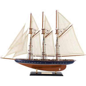 NAUTIMALL 25" Wooden Sailboat Model Sailing Yacht Atlantic Schooner Ship Scale Replica Nautical Home Decor Display Collection Watercraft