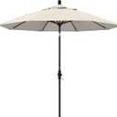 California Umbrella 9' Round Aluminum Market Umbrella, Crank Lift, Collar Tilt, Bronze Pole, Antique Beige Olefin