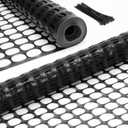 Ohuhu Garden Fence Animal Barrier: 4'x50' Reusable Netting Plastic Safety Fence Roll with Zip Ties, Temporary Pool Fence Snow Fence Construction Fencing for Poultry Deer Rabbits Chicken Dogs, Black