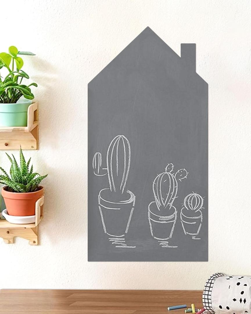 Magnetic Chalkboard Contact Paper for Wall Cute Shape Adhesive Magnetic Wall Board Wallpaper Roll in More Sizes and Colors (Grey House, 31.5" x 39.4")