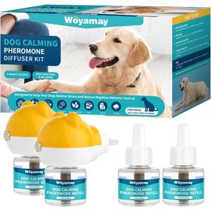 Woyamay Dog Calming Diffuser - Dog Pheromones Calming Diffuser for Dog Anxiety Relief 6-in-1 Dog Pheromone Diffuser Kit with 2 Diffuser + 4 Refill 48ml Vial - 120 Days Pheromone Diffuser to Calm Dogs