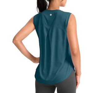 SANTINY Women's Sleeveless Workout Tops Breathable Lightweight Active Tennis Yoga Shirts Athletic Running Tank Tops for Women (L, Teal)
