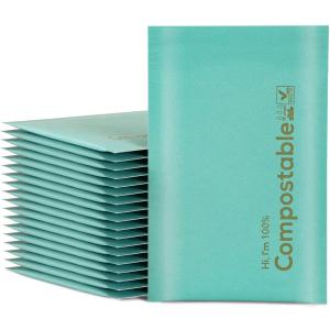 4x8 100% Biodegradable Bubble Mailers,25 Count Teal #000 Compostable Padded Packaging Wrap Envelopes Pouches Eco Friendly Self Seal Bags