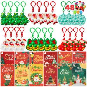 JOYIN 48 PCS Christmas Pop Fidget Toys with Cards, Xmas Pop Game, Party Favors for Kids, Christmas Stocking Stuffers, Goodies Bag Fillers for Children Adults Anxiety Stress Reliever Office Desk