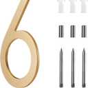 10 Inch Metal House Numbers For outside Gold, Large Address Numbers For House Outside Floating,Large Modern House Numbers For Outside Gold Floating Mount Flush Mount Aluminum Home Address Numbers 6