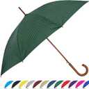 SoulRain 48" Large Umbrella –Windproof Stick Umbrellas for Rain, Automatic Open, Vintage Cane Navy Blue big Umbrella with Classic Wooden Handle,Open for 2 Persons adult,for Women & Men(Green Stripes)