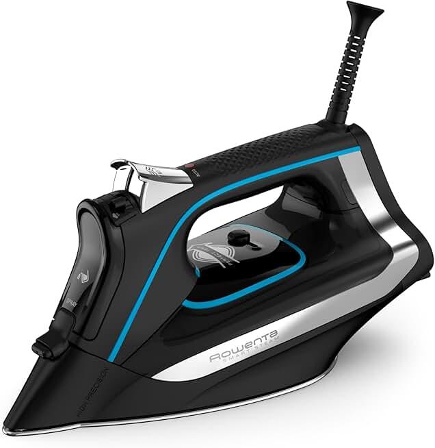 Rowenta, Iron, Smart Temp Stainless Steel Soleplate Steam Iron for Clothes, 380 Micro steam Holes, 1725 Watts Ironing, Auto-Off, Fabric Steamer, Black Clothes Iron, DW3261, Black